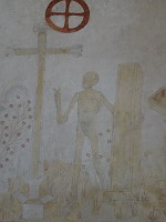 France, Ain, Le Plantay, Eglise, Peinture murale, Danse macabre, Un mort